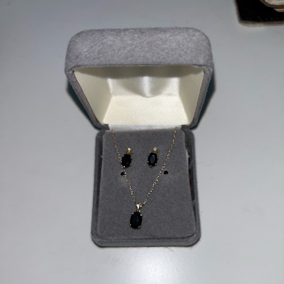 Diamond and Sapphires Earrings and Necklace - Picture 2 of 2